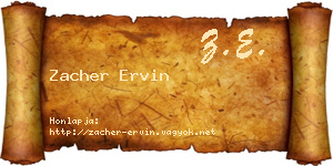 Zacher Ervin névjegykártya